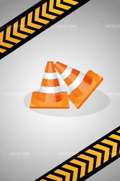 Pair of Traffic Cones on a Metal Background
